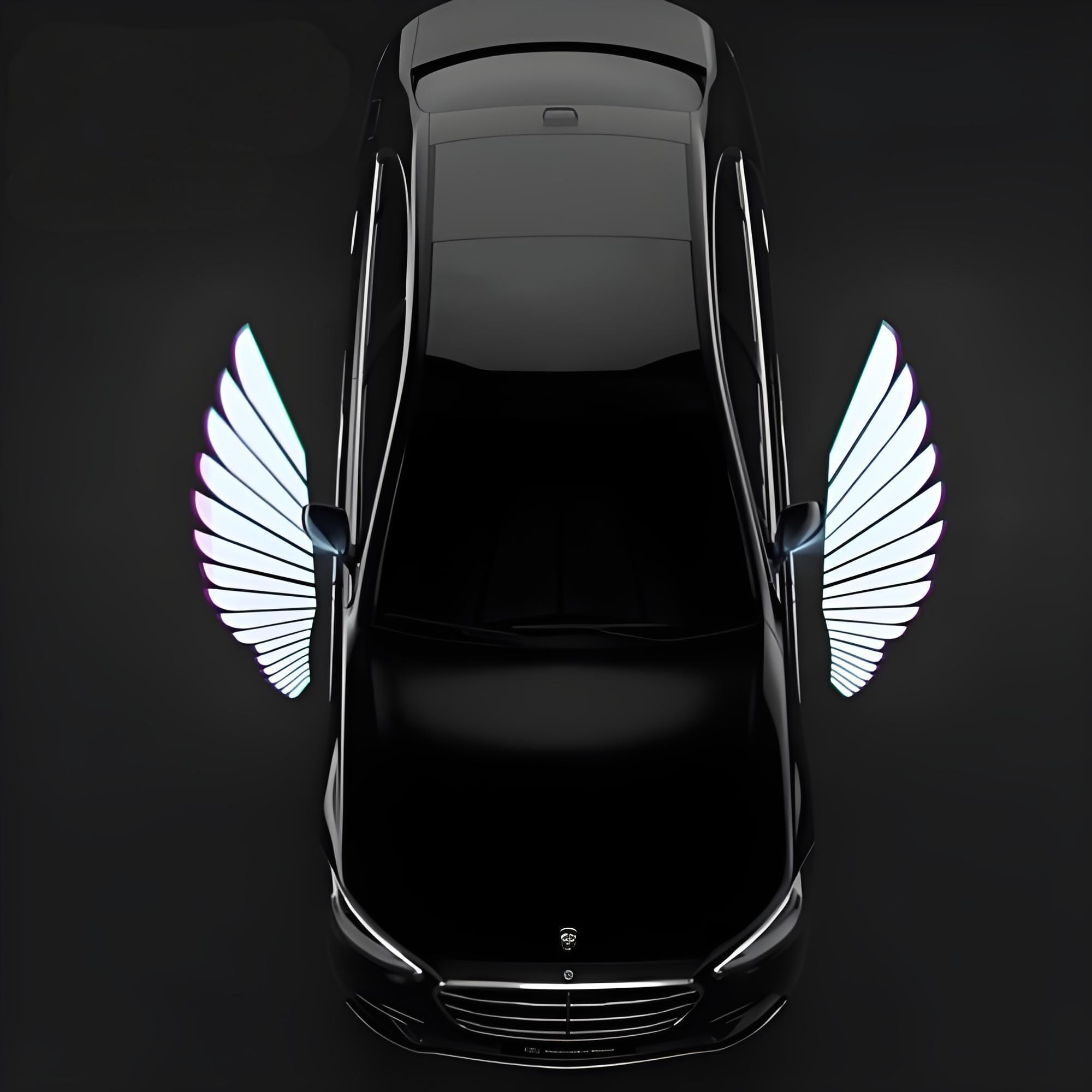 LED Angel Wing Car Rearview Mirror Welcome Carpet Projection Lamp