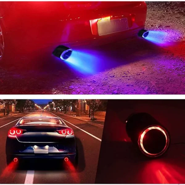 Carbon Fiber Universal Car Modified LED Luminous Exhaust Muffler Tip Tail Pipe