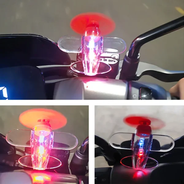 Car Rotatable Airplane Wind Powered Small Led Light Airplane Decor Car Styling Ornaments Bikes Motorcycle Bicycle Decorations - Image 4