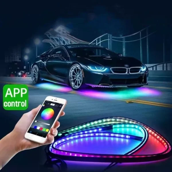 Waterproof Car Underglow Atmosphere Lamp Neon Accent LED Light Strip App/Remote Control RGB Auto Exterior Underbody Decorative - Image 3