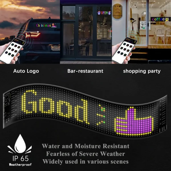 LED flexible display APP Bluetooth car advertising screen full-color smart car sticker IP65 waterproof soft screen display - Image 2