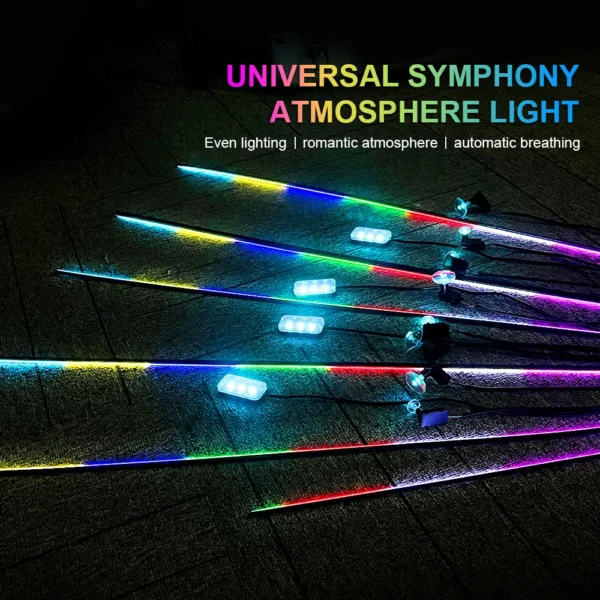 14 in 1 18 in 1 64 Color RGB Symphony Car Atmosphere Interior LED Acrylic Guide Fiber Optic Universal Decoration Ambient Lights - Image 4