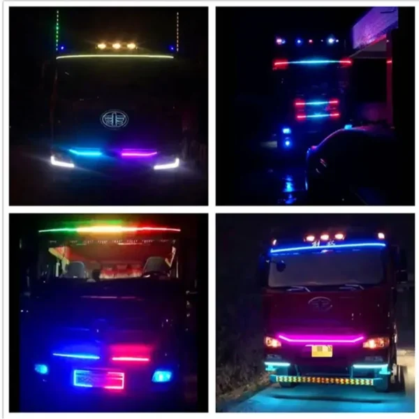 24V Truck Colorful Flashing Ambient Lighting LED Decorative Lamp Atmosphere Light Night Driving Safety Car Warning Light Strip - Image 6