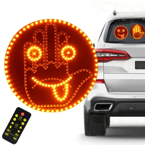 Car Expression Remote Control Led Lighting Road Rage Middle Finger Gesture Palm Light Accessories - Image 3