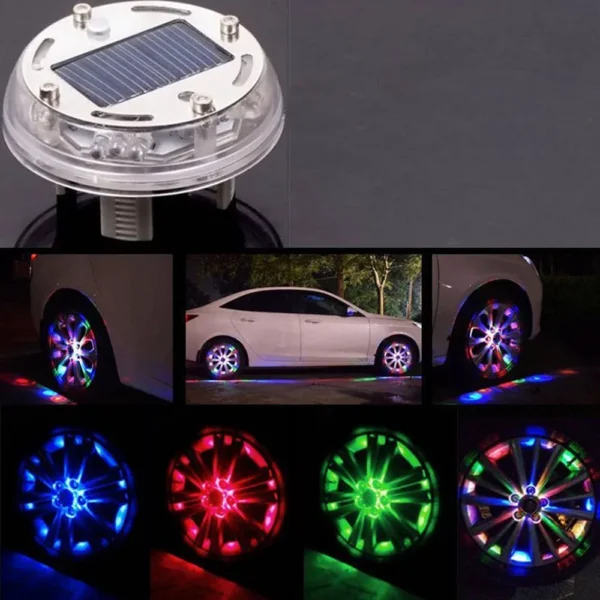 Universal Colourful Car Motorcycle Tyre Light Solar LED Dazzling Wheel Bone Lights - Image 5