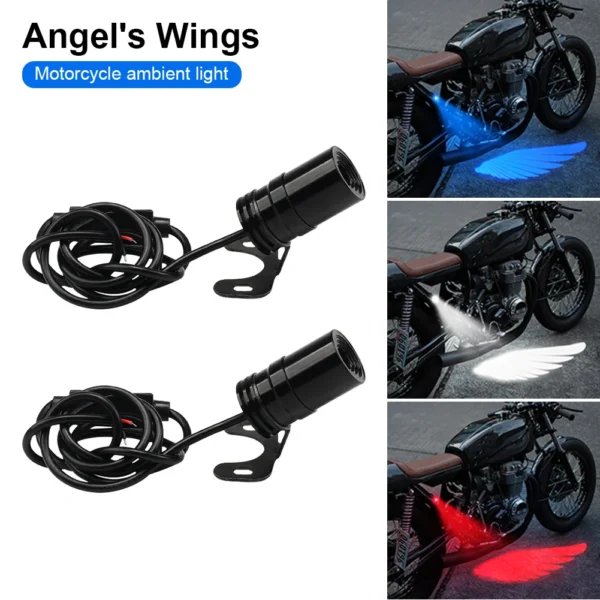 2 Angel Wings Motorcycle Projection Lights, Universal Motorcycle Body Waterproof Ghost Lights, Halley Su-Zuki Compatible - Image 2