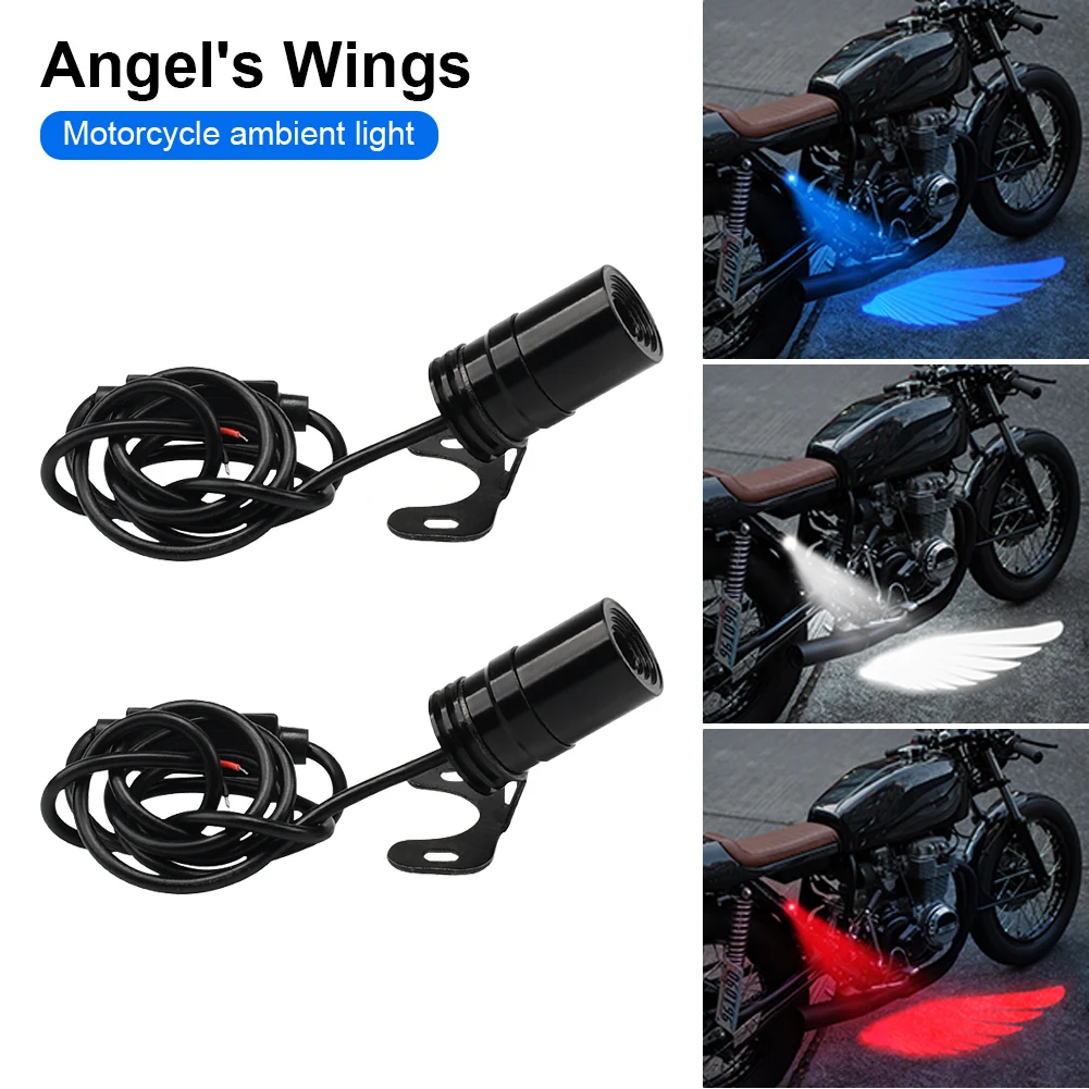 2 Angel Wings Motorcycle Projection Lights, Universal Motorcycle Body Waterproof Ghost Lights, Halley Su-Zuki Compatible