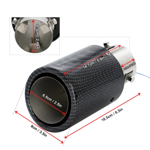 Carbon Fiber Universal Car Modified LED Luminous Exhaust Muffler Tip Tail Pipe - Image 2