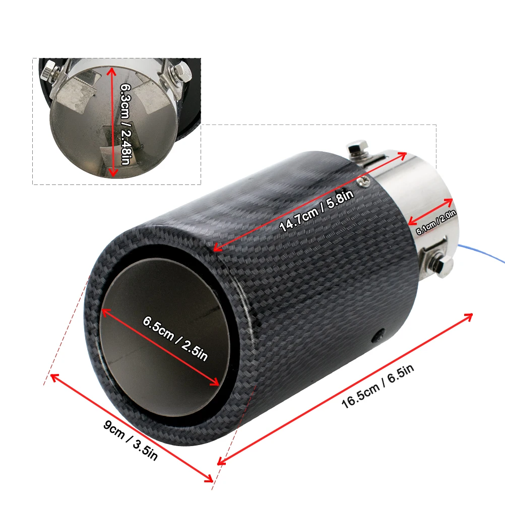 Carbon Fiber Universal Car Modified LED Luminous Exhaust Muffler Tip Tail Pipe