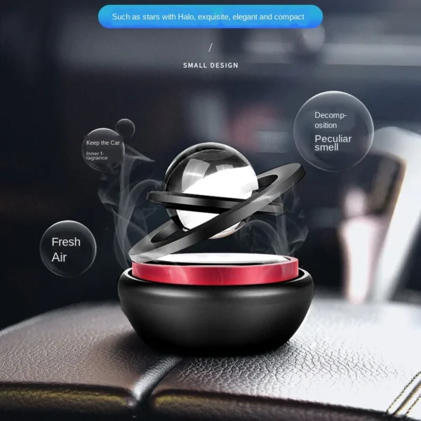 Aluminum Alloy Solar Power Car Aromatherapy Air Freshener-Interstellar Suspension Double Ring Fascinating Maglev Aroma Diffuser - Image 3