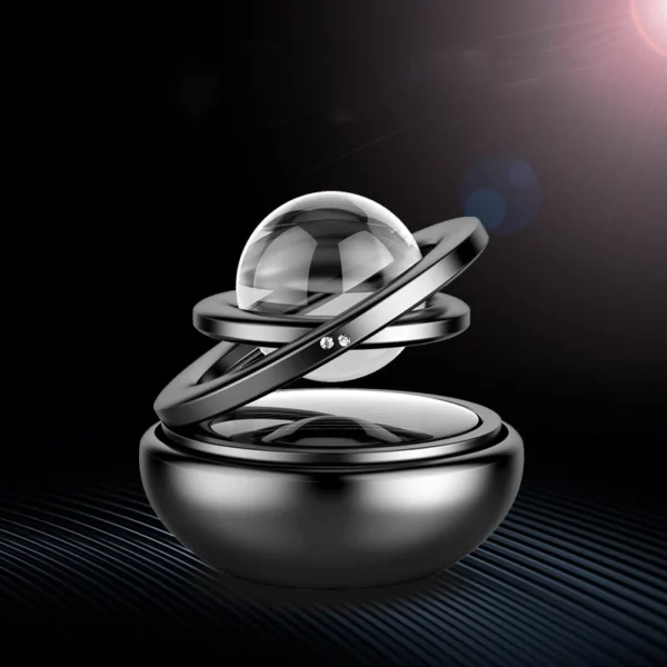 Aluminum Alloy Solar Power Car Aromatherapy Air Freshener-Interstellar Suspension Double Ring Fascinating Maglev Aroma Diffuser