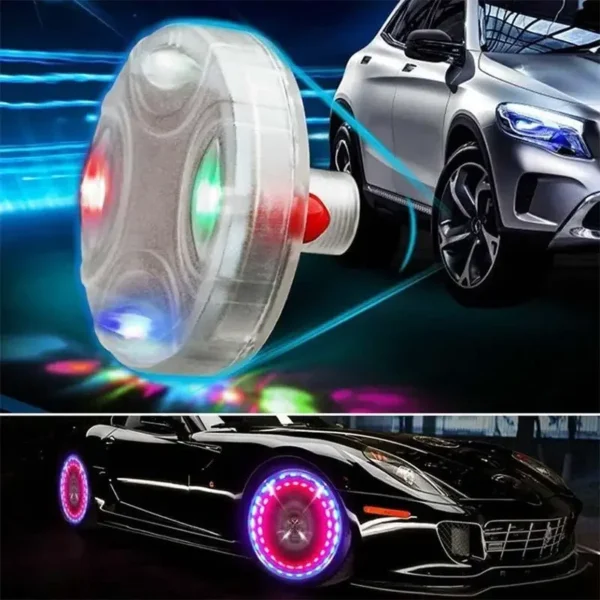 Car Solar Smart Tire Light Automobile Wheel Lights Nozzle Valve Caps Fluorescent Car Hub Luminous LED Tire Valve Caps lights - Image 3