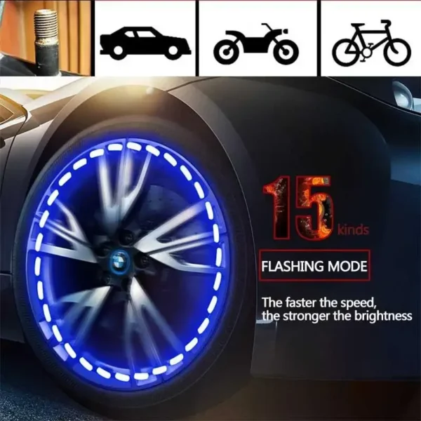 Car Solar Smart Tire Light Automobile Wheel Lights Nozzle Valve Caps Fluorescent Car Hub Luminous LED Tire Valve Caps lights - Image 4