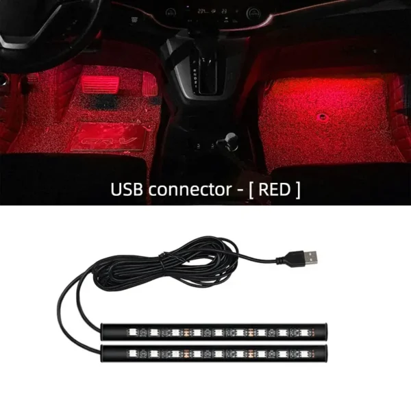 Car Neon Light Foot Light LED Interior Decoration Backlight Cigarette Lighter 5V USB Atmosphere Lamp Vehicle Accessories - Image 2