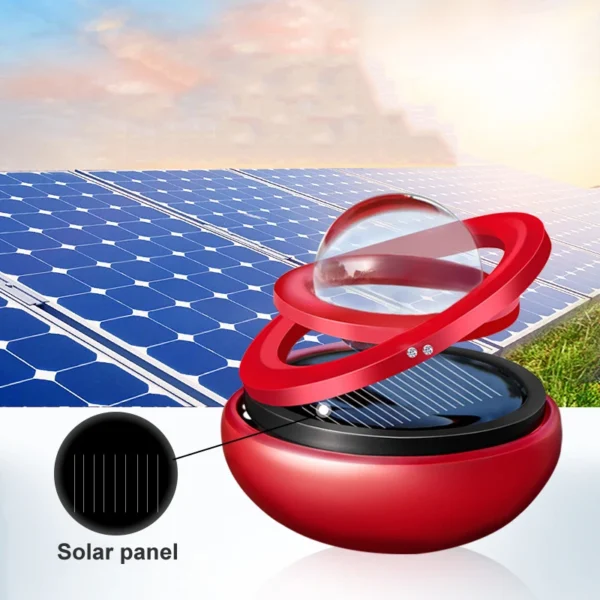 Aluminum Alloy Solar Power Car Aromatherapy Air Freshener-Interstellar Suspension Double Ring Fascinating Maglev Aroma Diffuser - Image 2