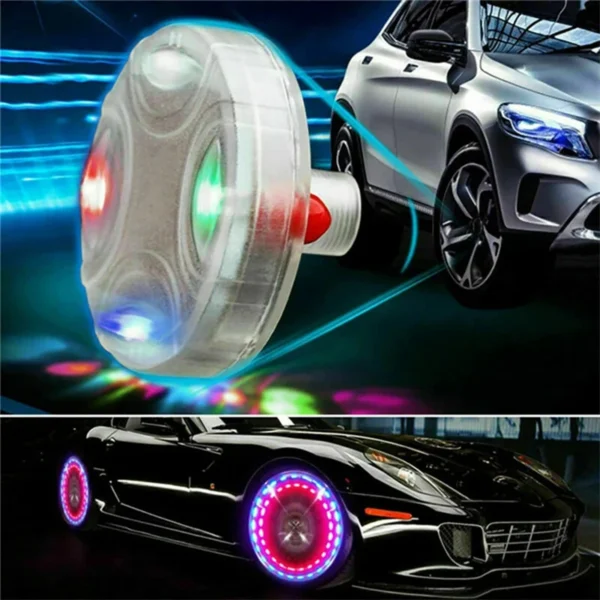 Solar LED Valve Cap Lights Car Waterproof Solar Energy Flash Wheel Lights Decorative Flashing Colorful LED Tire Light For Car